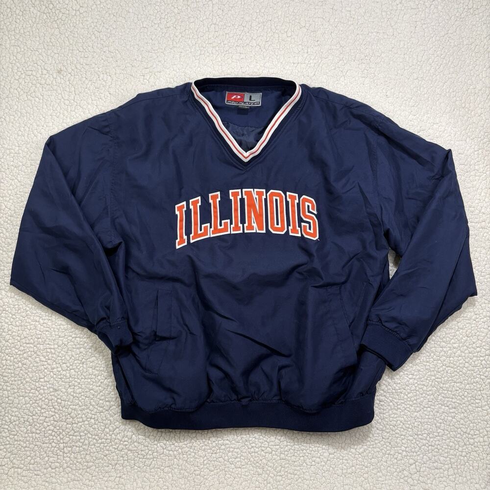 Vintage Illinois Pro Player Windbreaker Pullover Size L 90s U Of I UIUC